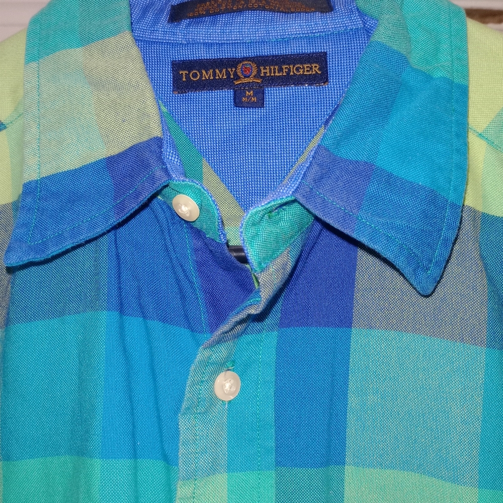 Men's Blue and Green Plaid Shirt - Picture 4 of 4